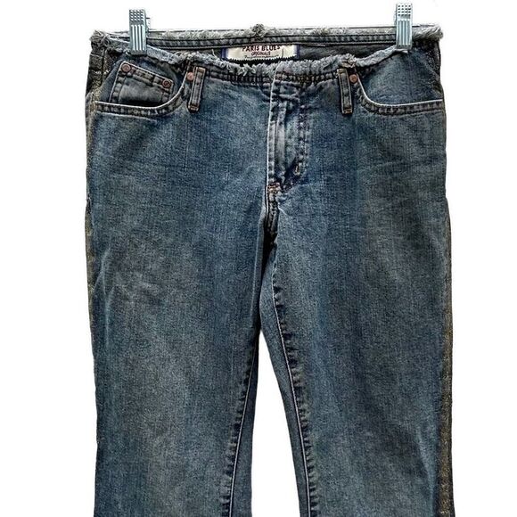 Paris Blues Originals Women's Size 4 Flare Wide Leg Frayed Waist Denim Jeans - Picture 7 of 8